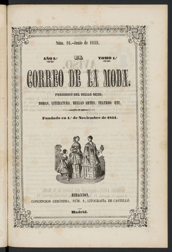 Miniatura de El Correo de la Moda: periódico del bello sexo de junio de 1852, nº 16