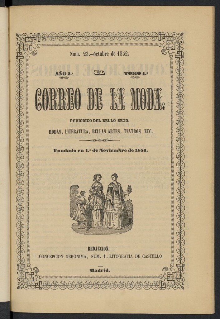 Miniatura de El Correo de la Moda: periódico del bello sexo de octubre de 1852, nº 23