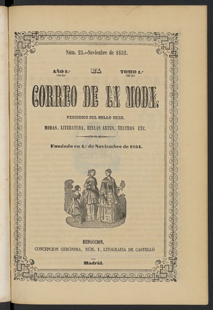 Miniatura de El Correo de la Moda: periódico del bello sexo de noviembre de 1852, nº 25