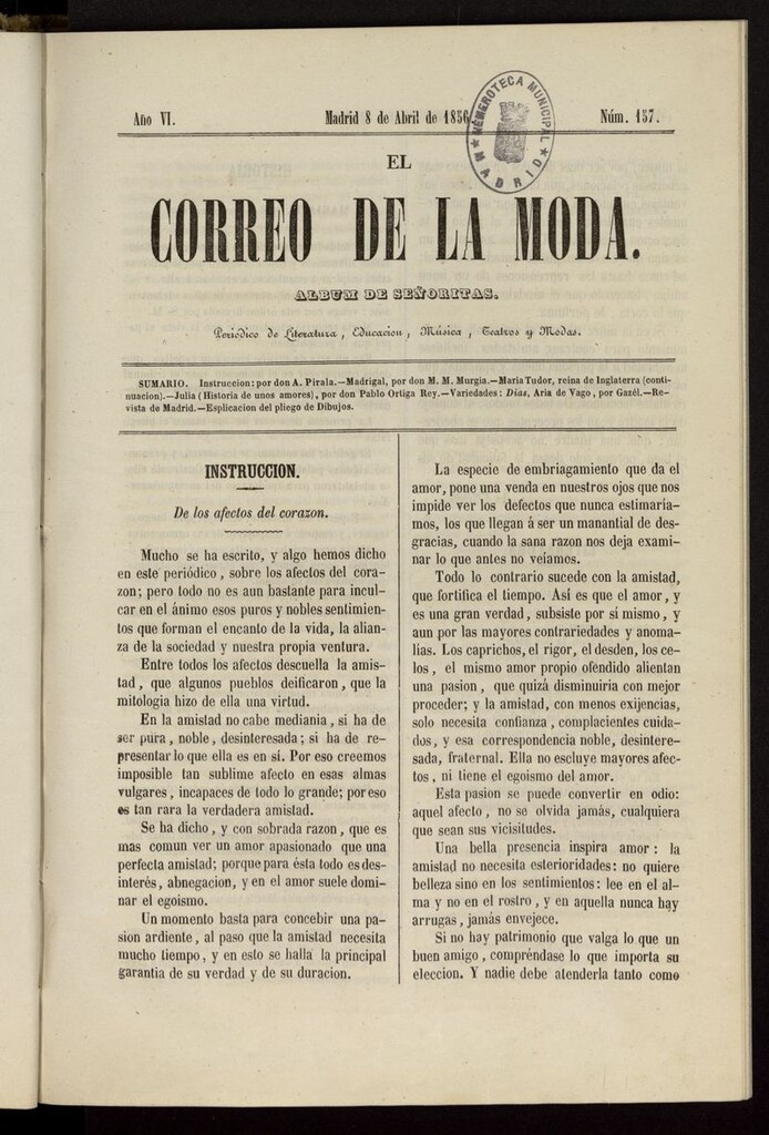 Miniatura de El Correo de la Moda: periódico del bello sexo del 8 de abril de 1856