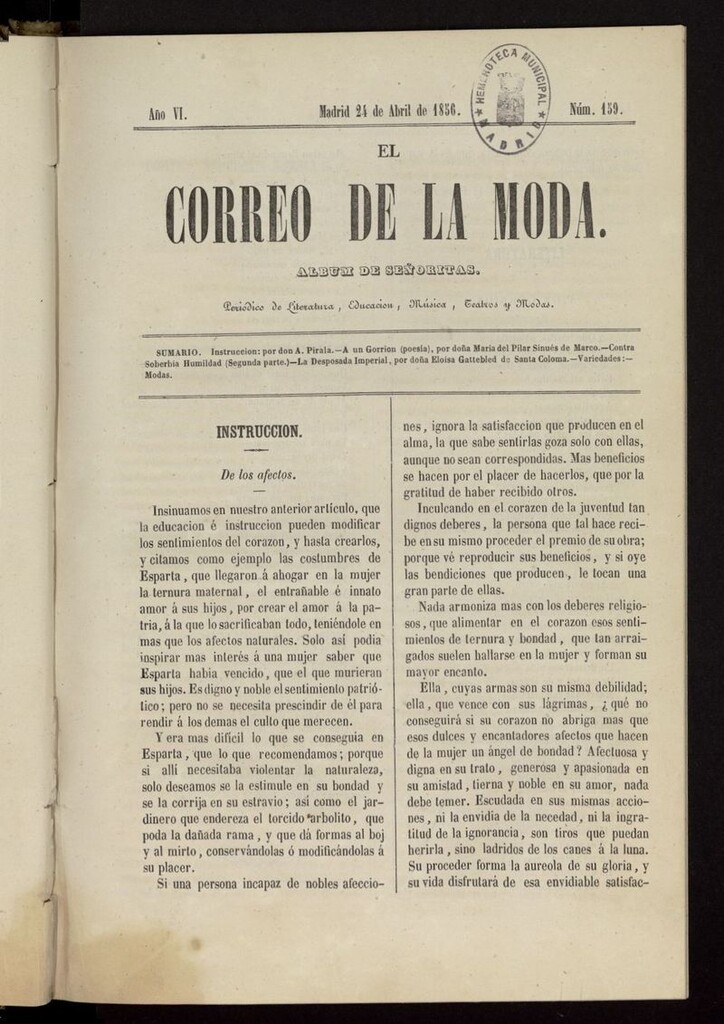 Miniatura de El Correo de la Moda: periódico del bello sexo del 24 de abril de 1856