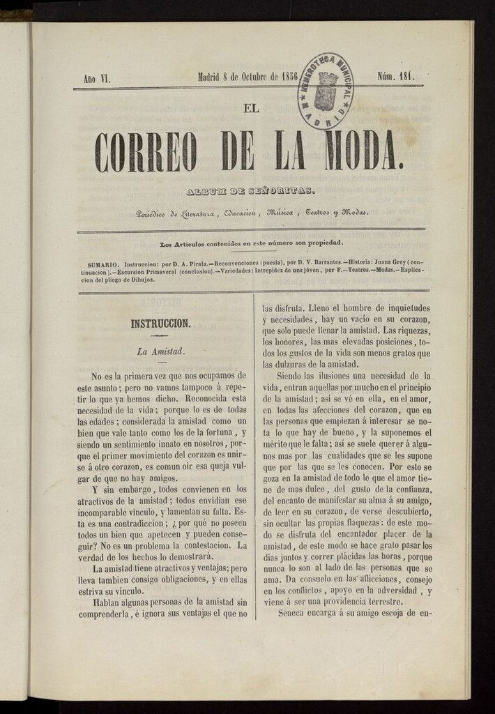 Miniatura de El Correo de la Moda: periódico del bello sexo del 8 de octubre de 1856