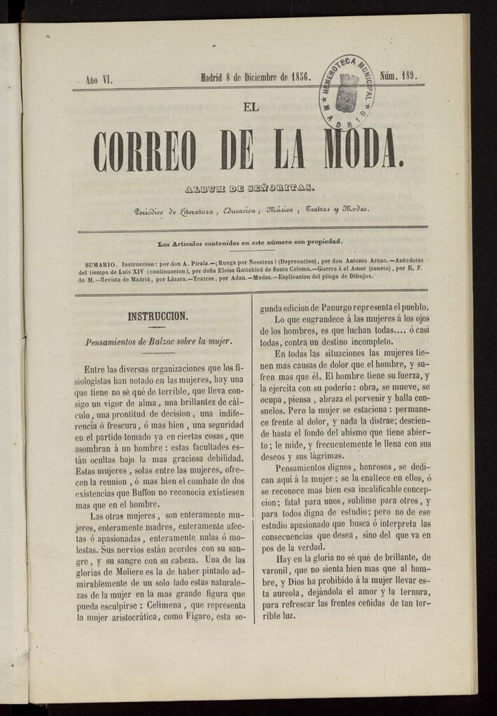 Miniatura de El Correo de la Moda: periódico del bello sexo del 8 de diciembre de 1856