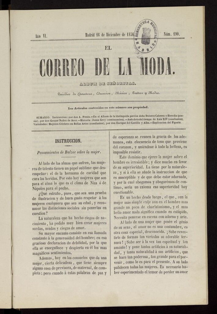 Miniatura de El Correo de la Moda: periódico del bello sexo del 16 de diciembre de 1856