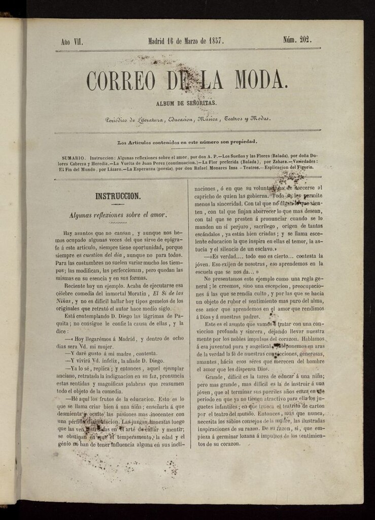 Miniatura de El Correo de la Moda: periódico del bello sexo del 16 de marzo de 1857