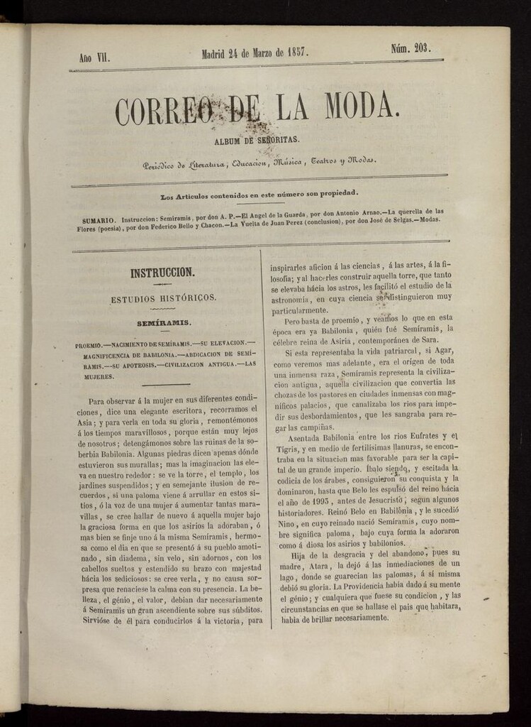Miniatura de El Correo de la Moda: periódico del bello sexo del 24 de marzo de 1857