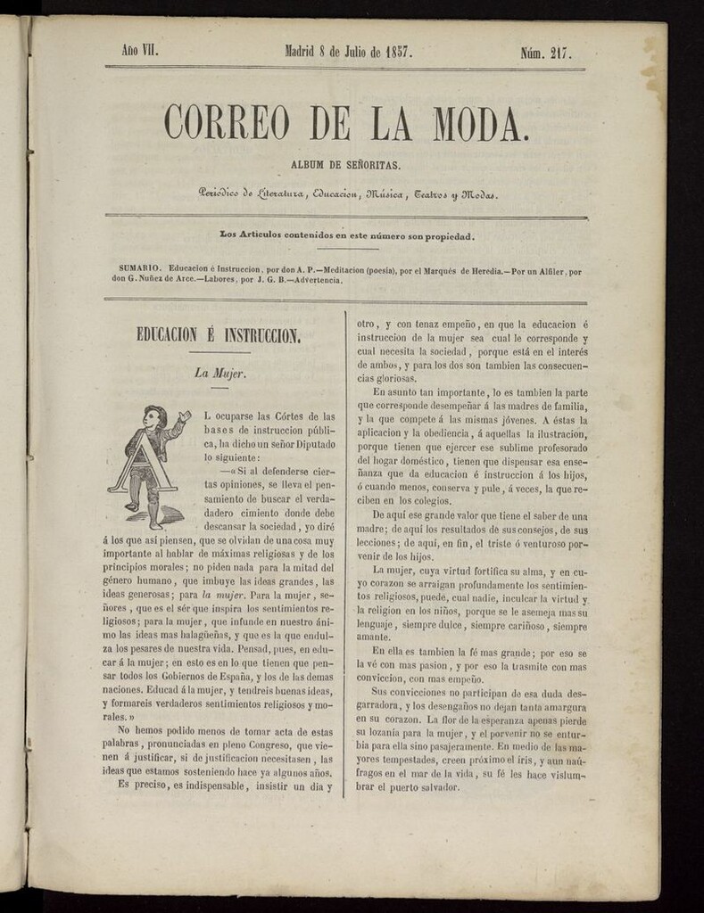 Miniatura de El Correo de la Moda: periódico del bello sexo del 8 de julio de 1857