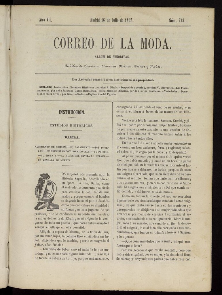 Miniatura de El Correo de la Moda: periódico del bello sexo del 16 de julio de 1857