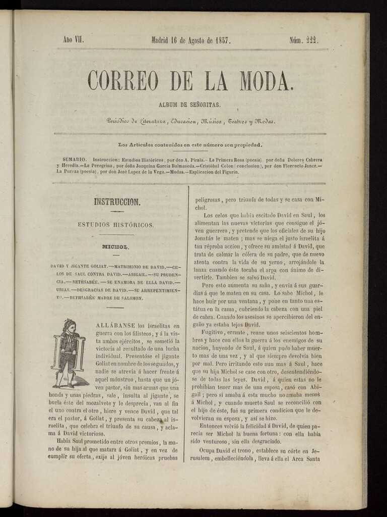 Miniatura de El Correo de la Moda: periódico del bello sexo del 16 de agosto de 1857