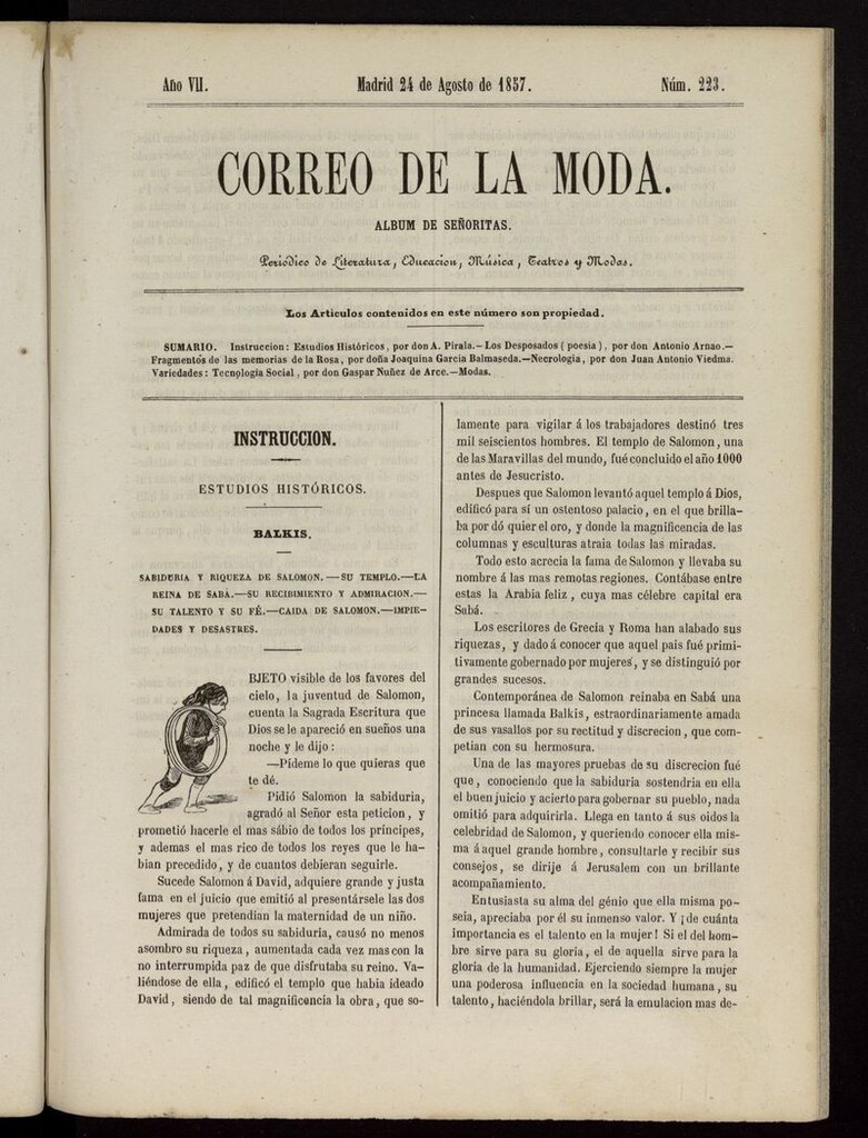 Miniatura de El Correo de la Moda: periódico del bello sexo del 24 de agosto de 1857
