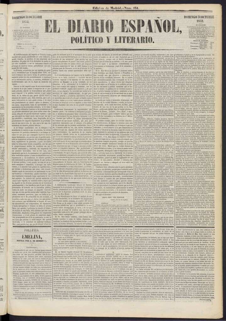 Miniatura de El Diario Español Político y Literario del 31 de octubre de 1852, nº 131