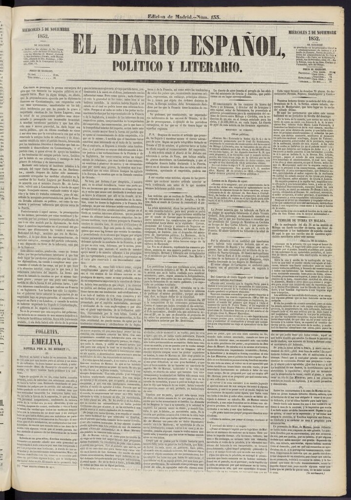 Miniatura de El Diario Español Político y Literario del 3 de noviembre de 1852, nº 133