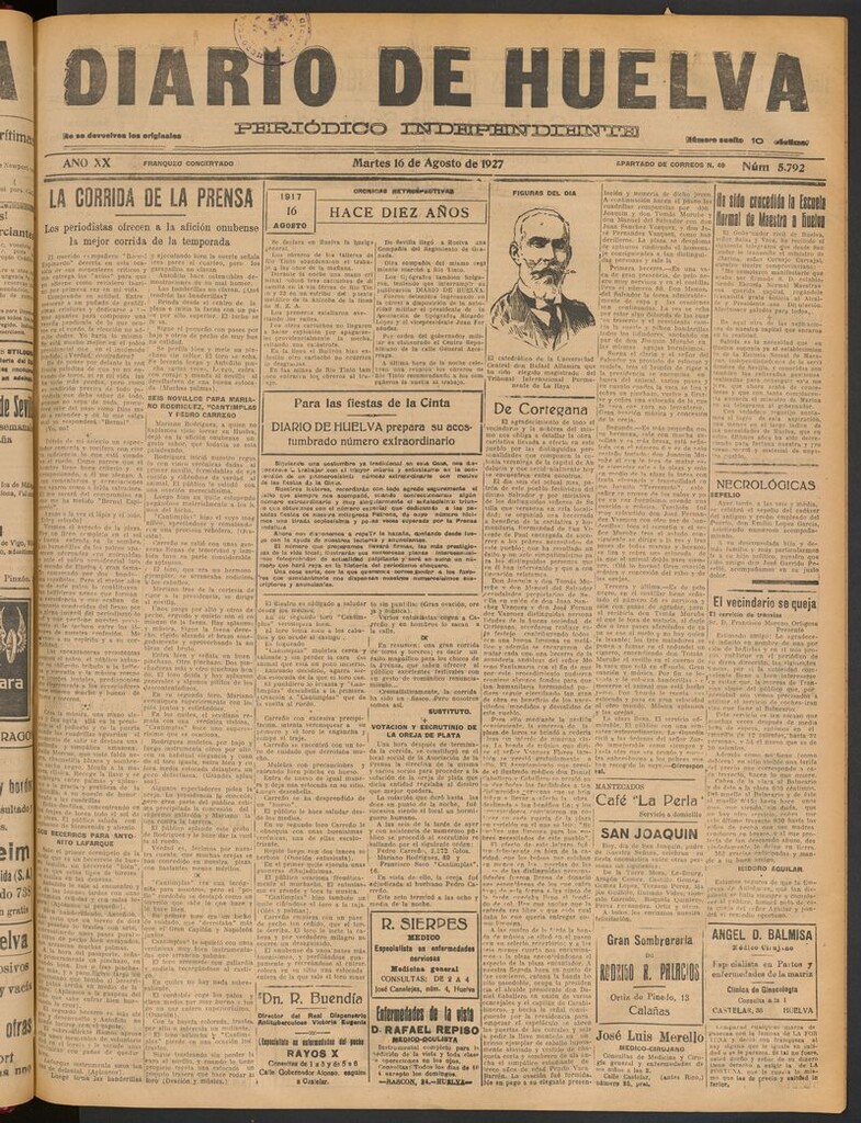 Miniatura de Diario de Huelva : periódico independiente del 16 de agosto de 1927