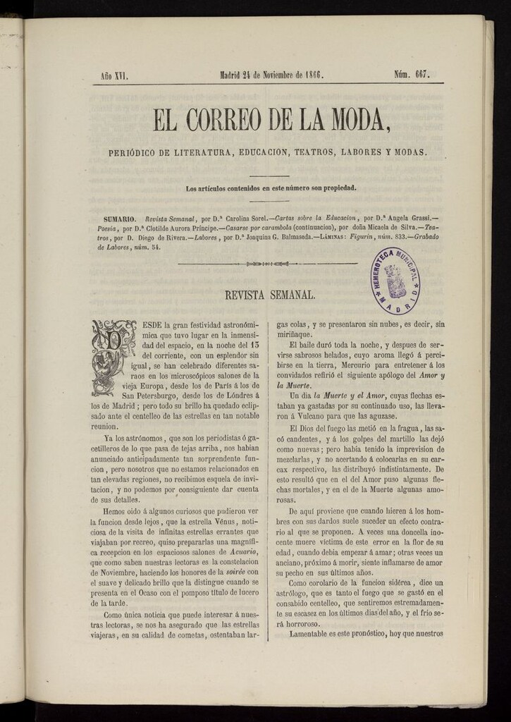 Miniatura de El Correo de la Moda: periódico del bello sexo del 24 de noviembre de 1866