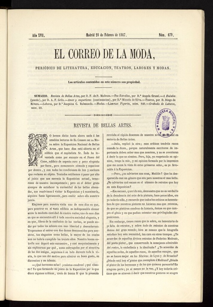 Miniatura de El Correo de la Moda: periódico del bello sexo del 28 de febrero de 1867