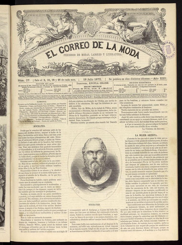 Miniatura de El Correo de la Moda: periódico del bello sexo del 18 de julio de 1872