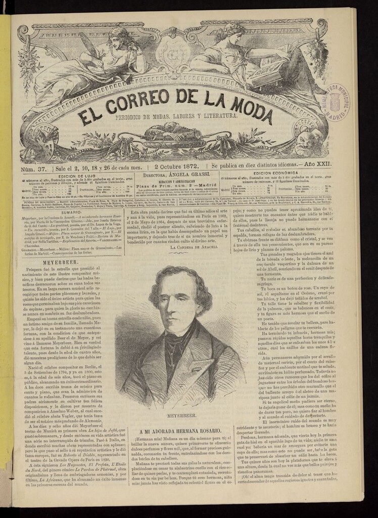 Miniatura de El Correo de la Moda: periódico del bello sexo del 2 de octubre de 1872