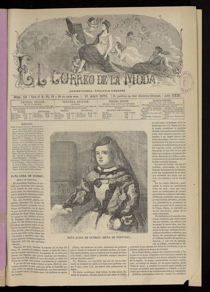 Miniatura de El Correo de la Moda: periódico del bello sexo del 10 de abril de 1873