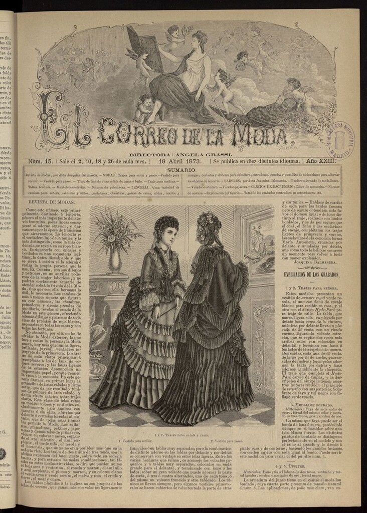 Miniatura de El Correo de la Moda: periódico del bello sexo del 18 de abril de 1873