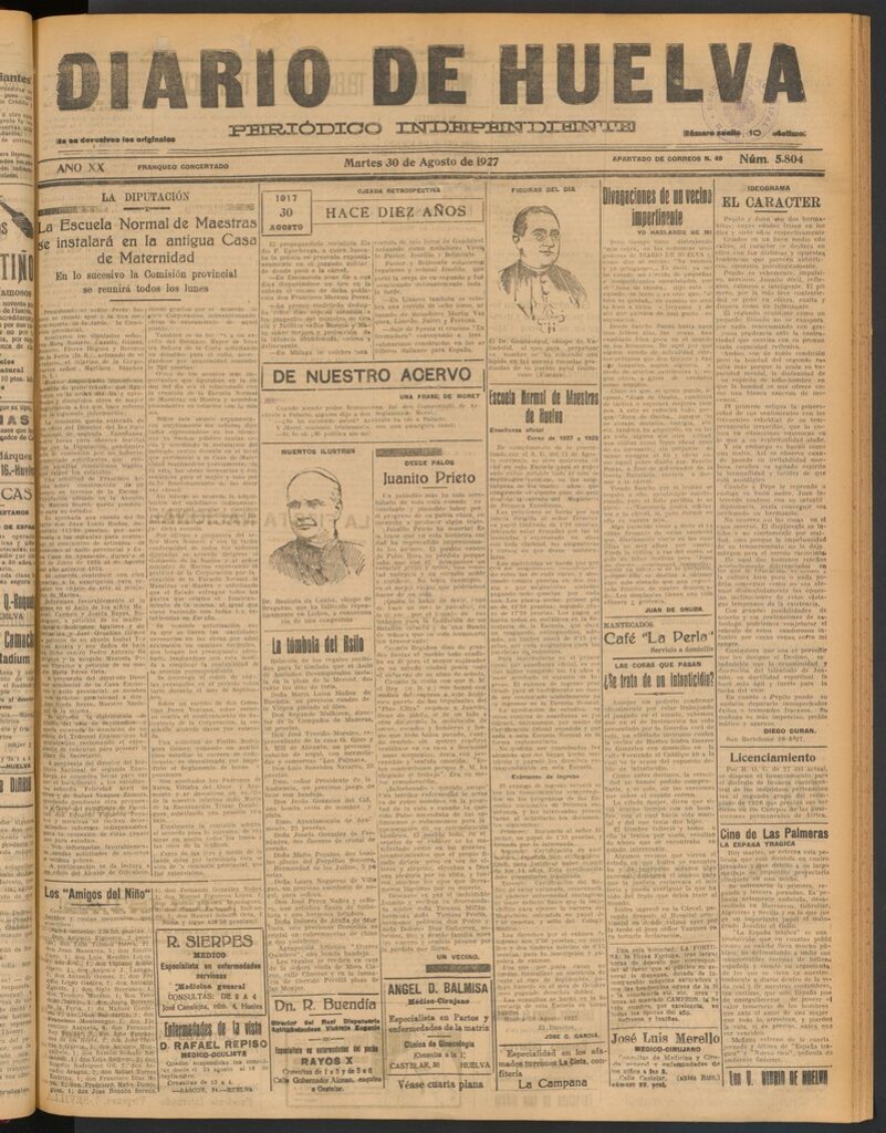 Miniatura de Diario de Huelva : periódico independiente del 30 de agosto de 1927