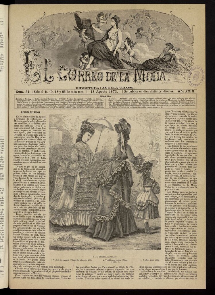 Miniatura de El Correo de la Moda: periódico del bello sexo del 18 de agosto de 1873