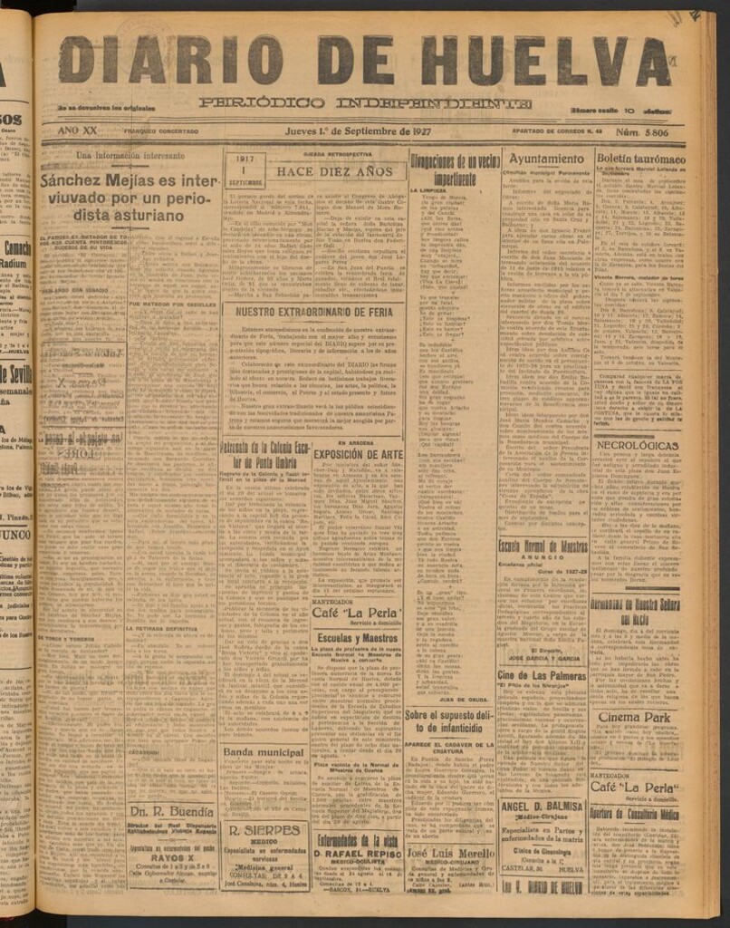 Miniatura de Diario de Huelva : periódico independiente del 1 de septiembre de 1927