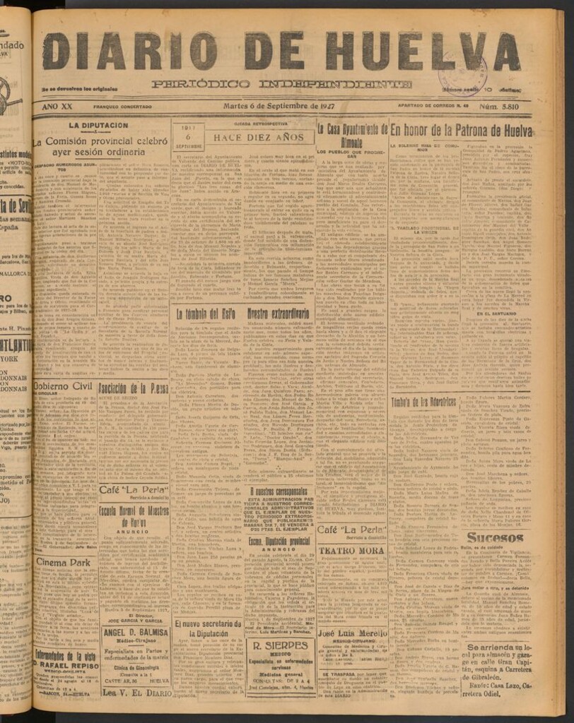 Miniatura de Diario de Huelva : periódico independiente del 6 de septiembre de 1927