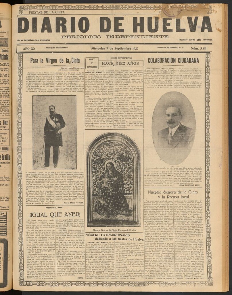 Miniatura de Diario de Huelva : periódico independiente del 7 de septiembre de 1927