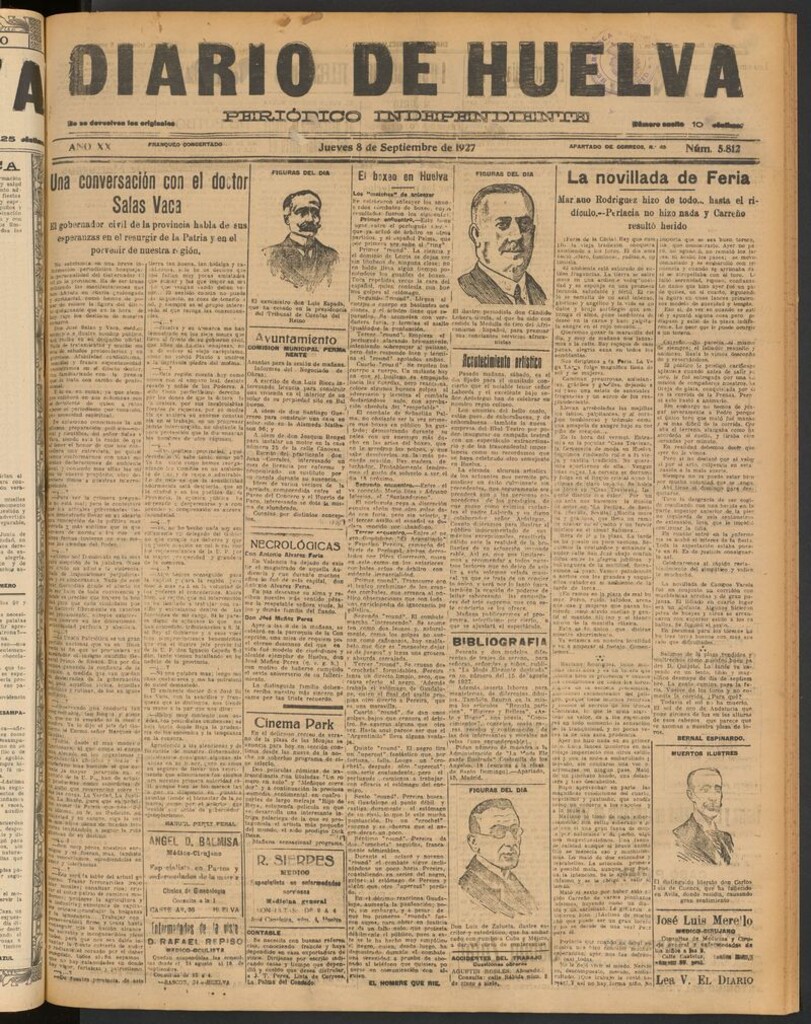 Miniatura de Diario de Huelva : periódico independiente del 8 de septiembre de 1927