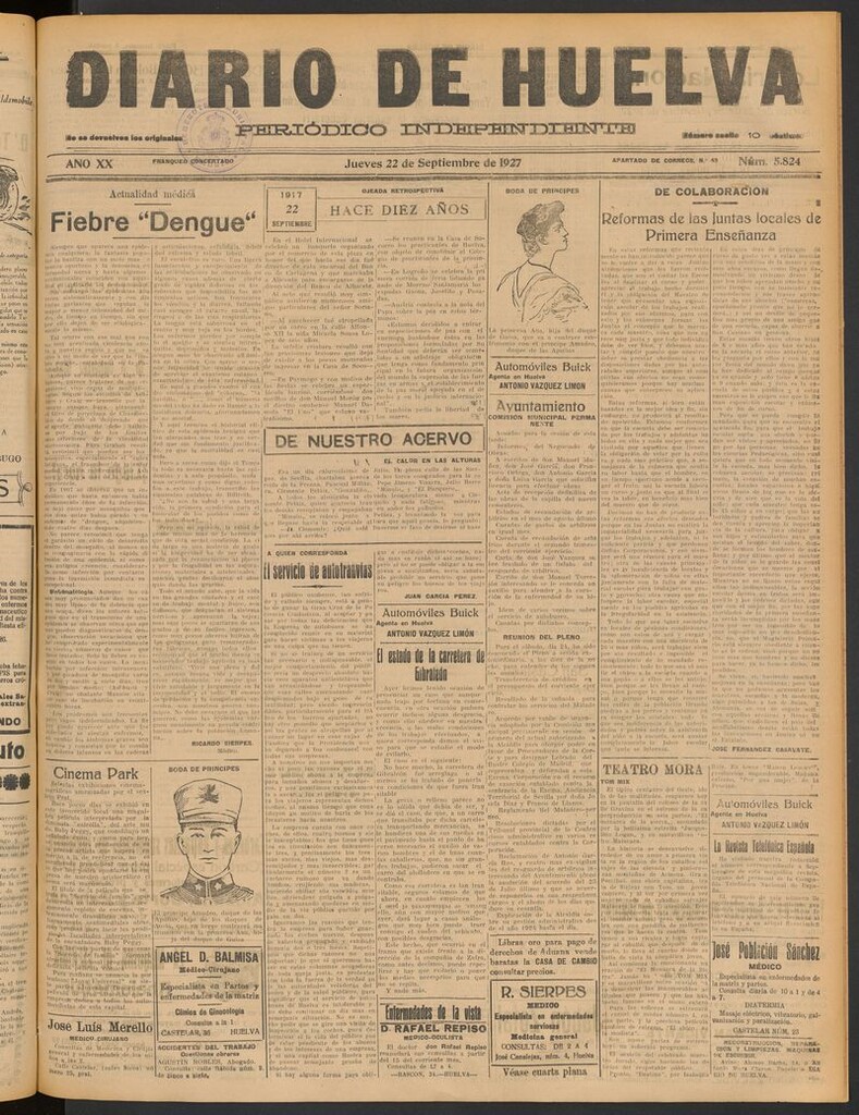 Miniatura de Diario de Huelva : periódico independiente del 22 de septiembre de 1927