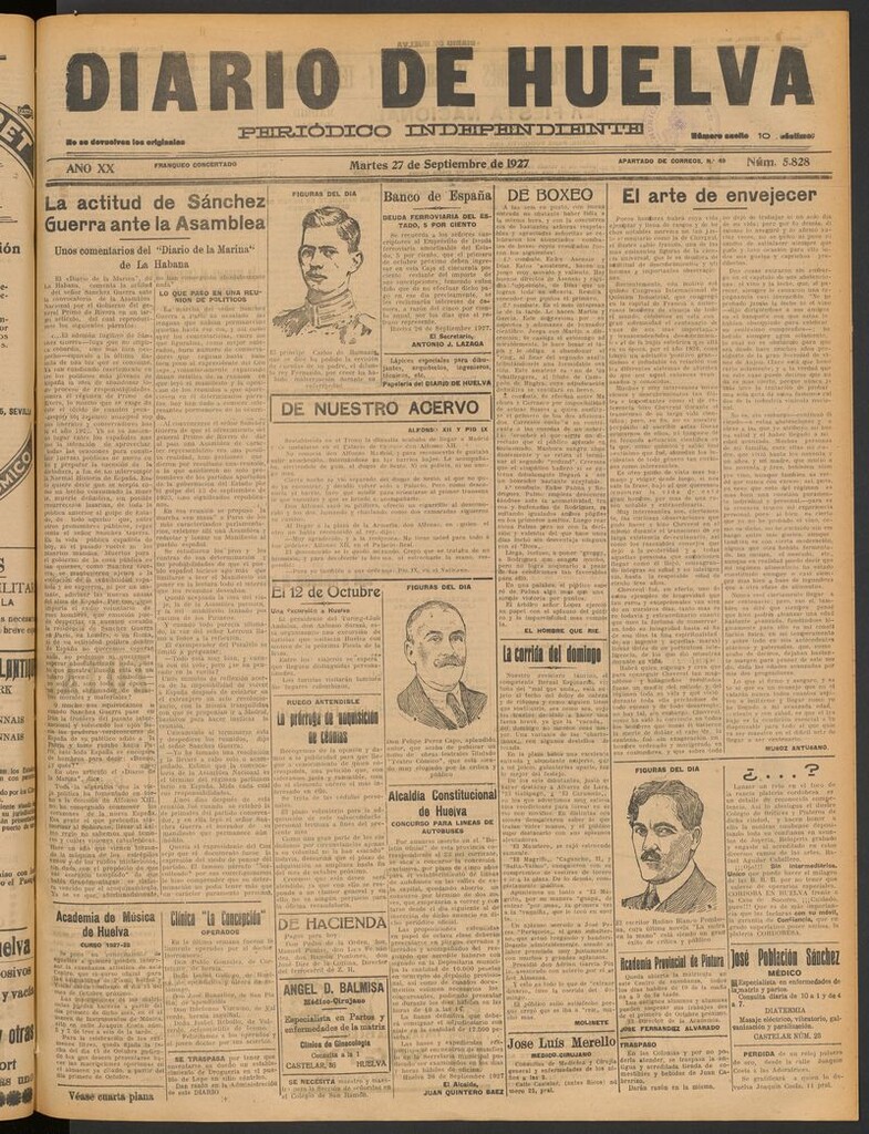 Miniatura de Diario de Huelva : periódico independiente del 27 de septiembre de 1927