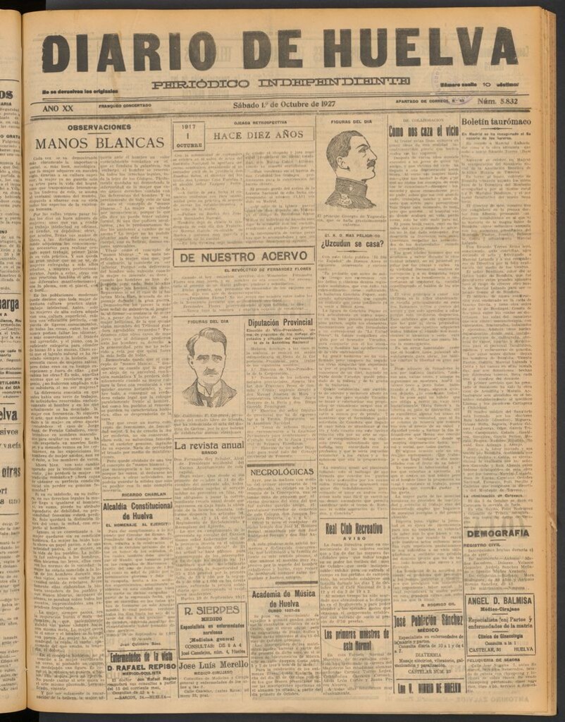 Miniatura de Diario de Huelva : periódico independiente del 1 de octubre de 1927