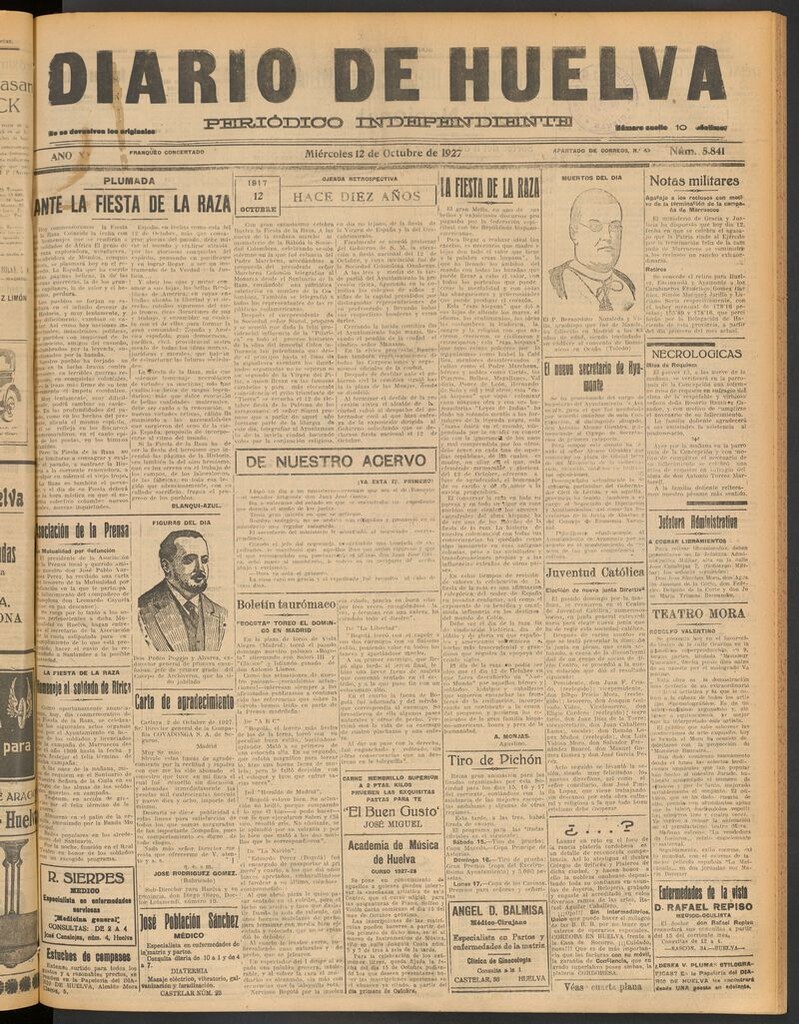 Miniatura de Diario de Huelva : periódico independiente del 12 de octubre de 1927