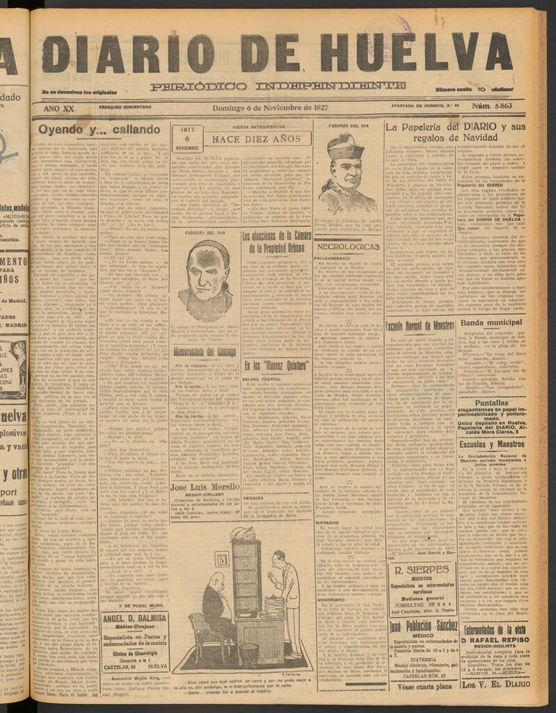 Miniatura de Diario de Huelva : periódico independiente del 6 de noviembre de 1927