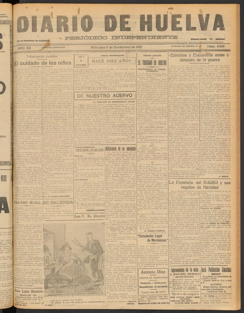 Miniatura de Diario de Huelva : periódico independiente del 9 de noviembre de 1927