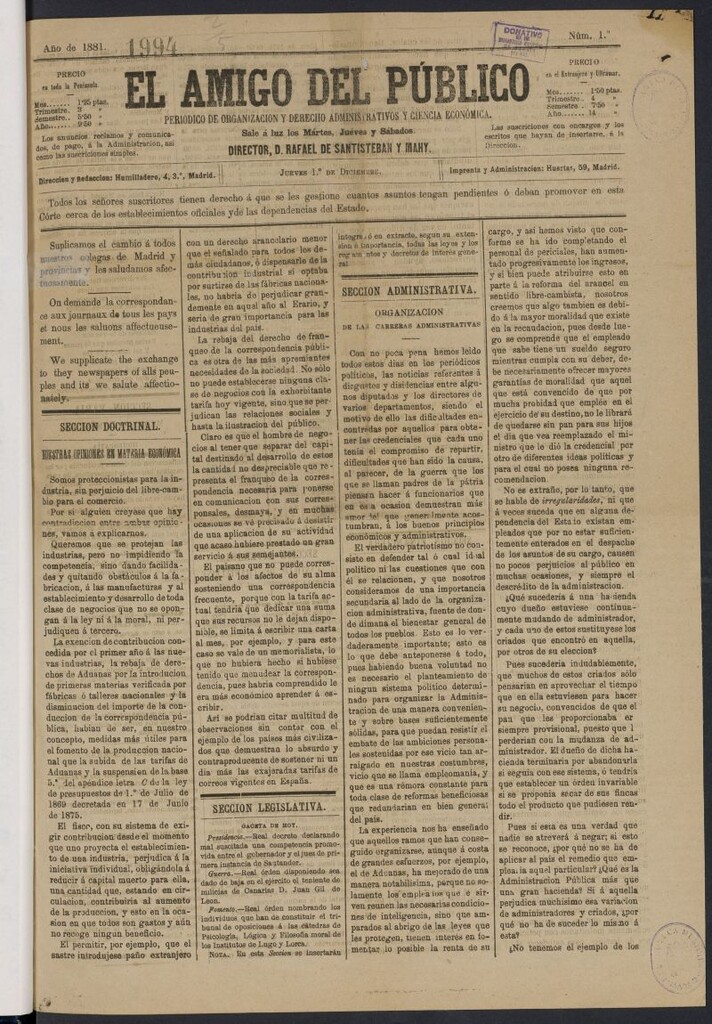 Miniatura de El Amigo del Público del 1 de diciembre de 1881