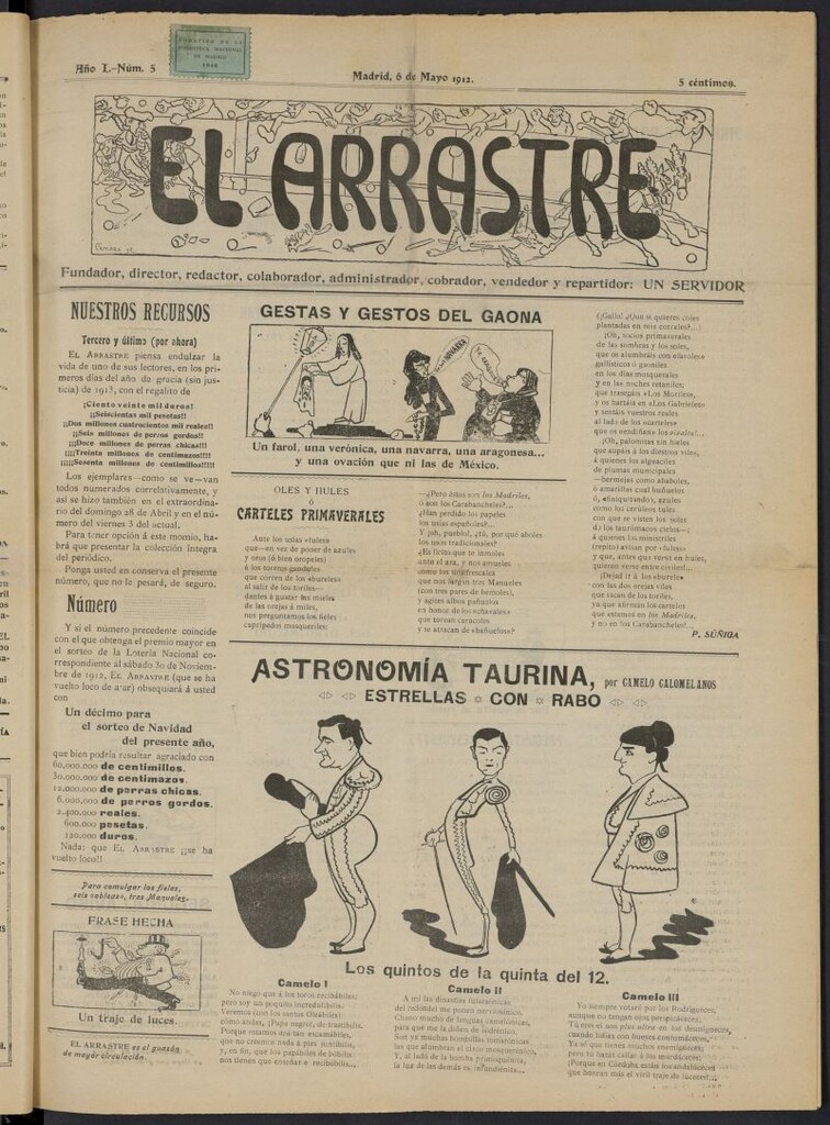 Miniatura de El Arrastre del 6 de mayo de 1912