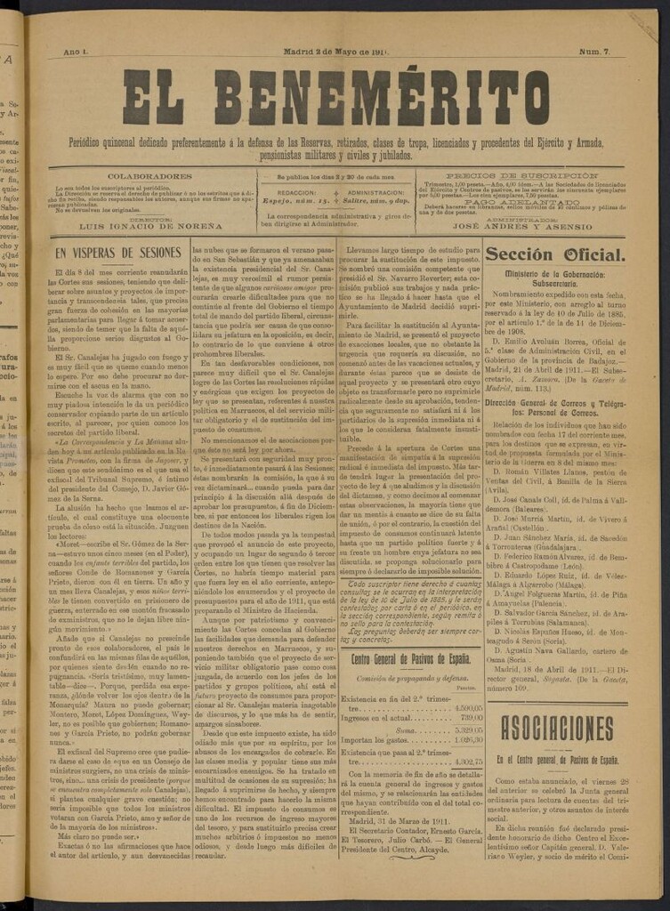 Miniatura de El Benemérito del 2 de mayo de 1911