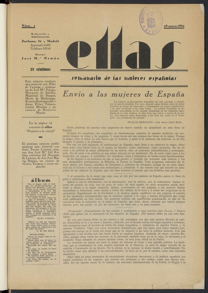 Miniatura de Ellas: semanario de las mujeres españolas del 29 de mayo de 1932
