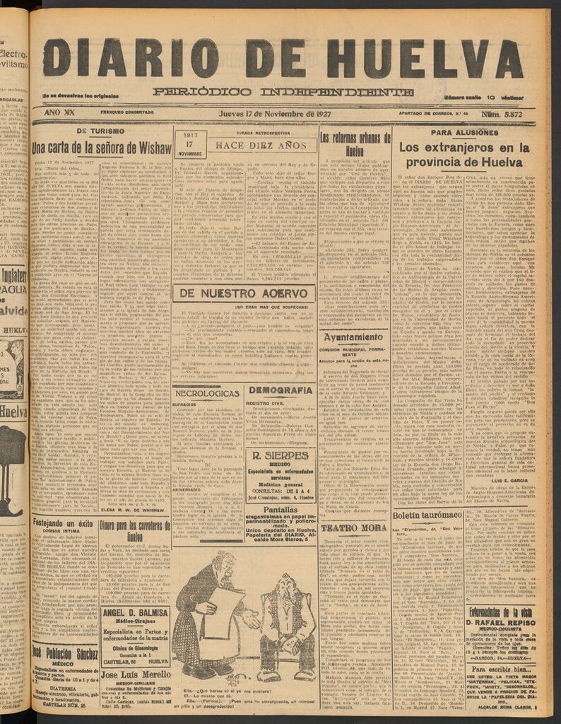 Miniatura de Diario de Huelva : periódico independiente del 17 de noviembre de 1927