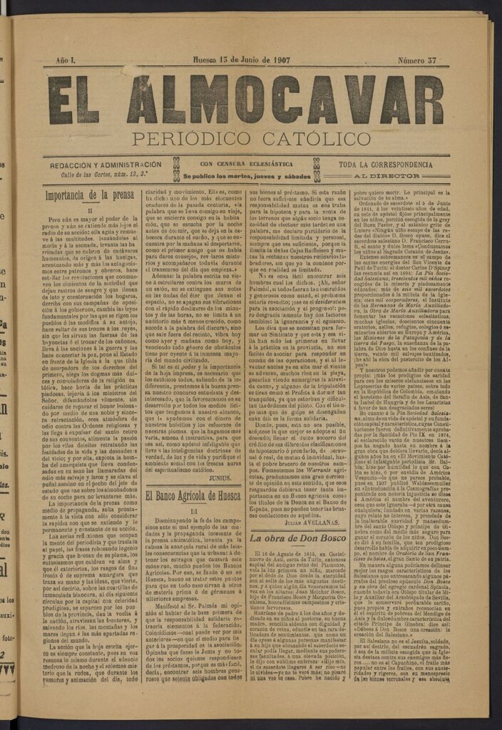 Miniatura de El almogávar: Periódico católico del 13 de junio de 1907