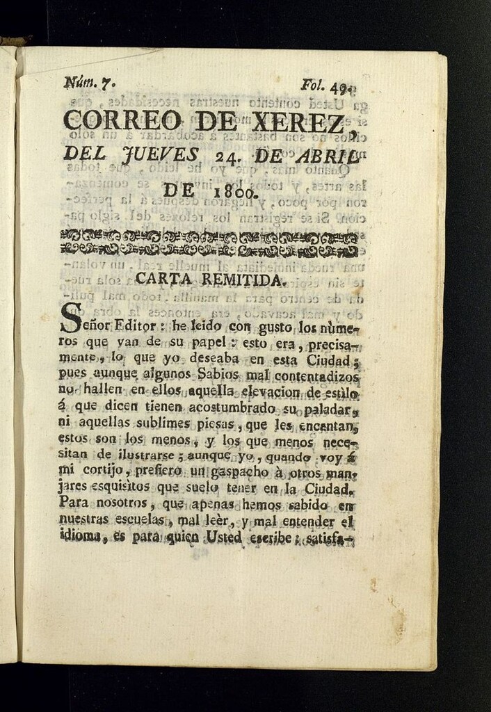 Miniatura de El Correo de Xerez del 24 de abril de 1800, nº 7