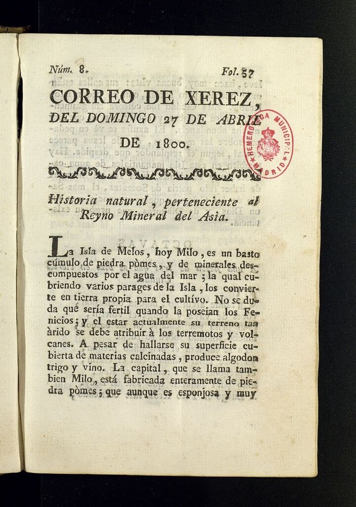 Miniatura de El Correo de Xerez del 27 de abril de 1800, nº 8