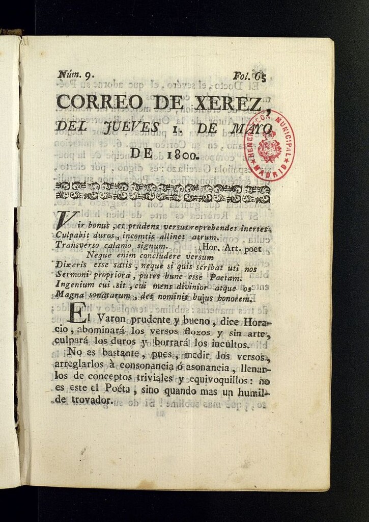Miniatura de El Correo de Xerez del 1 de mayo de 1800, nº 9
