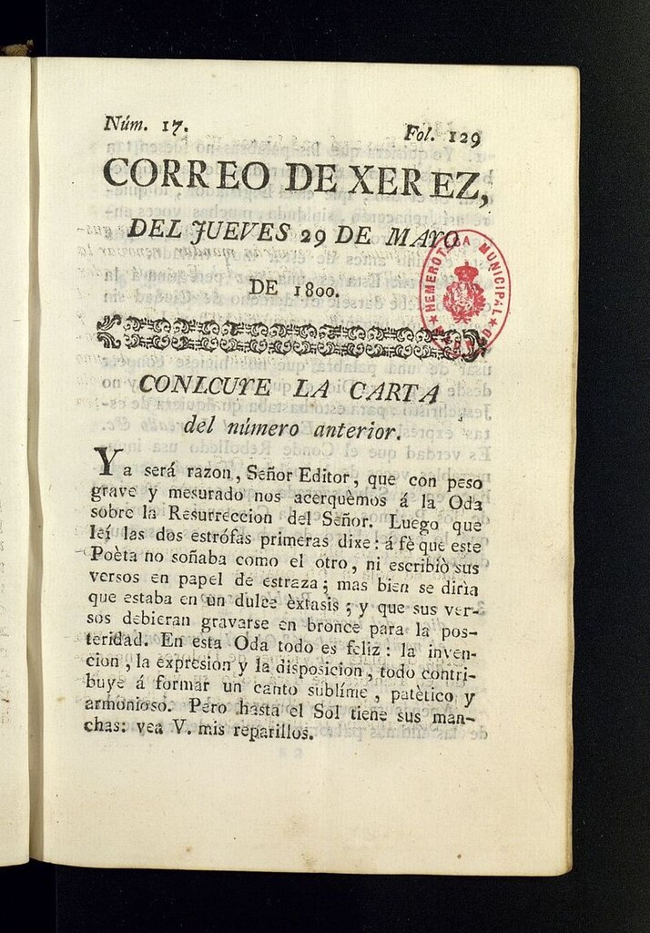 Miniatura de El Correo de Xerez del 29 de mayo de 1800, nº 17
