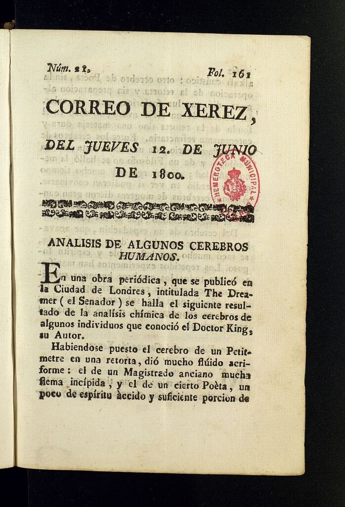 Miniatura de El Correo de Xerez del 12 de junio de 1800, nº 21