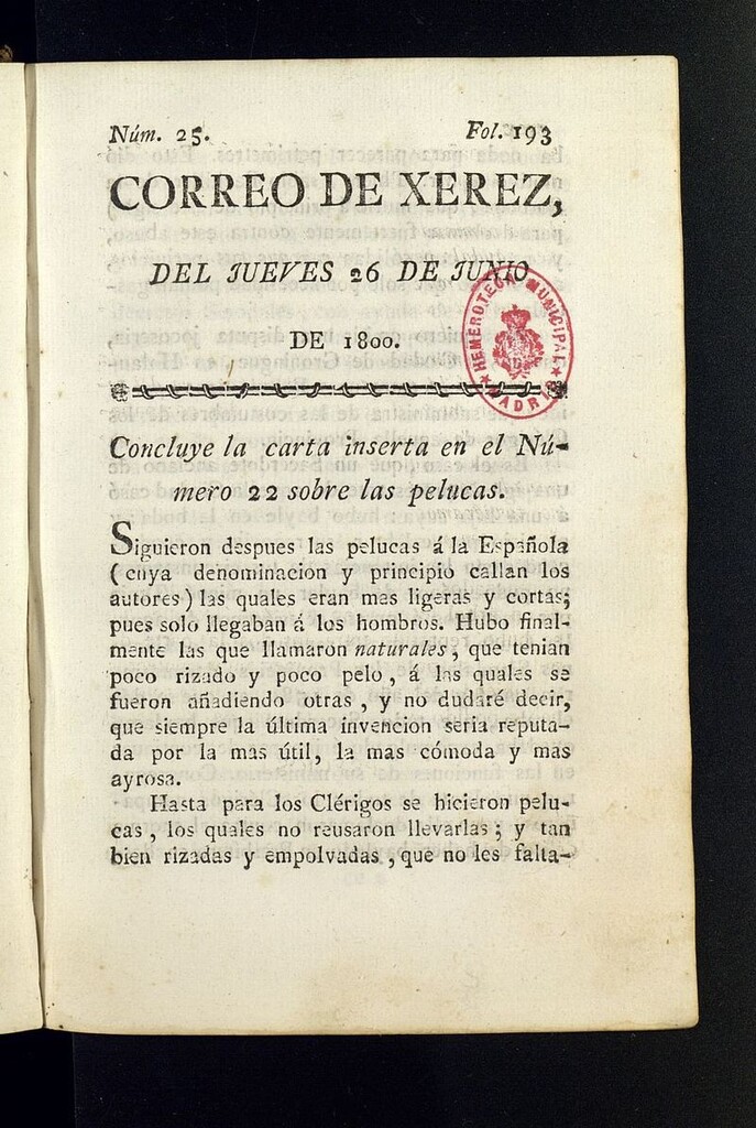 Miniatura de El Correo de Xerez del 26 de junio de 1800, nº 25
