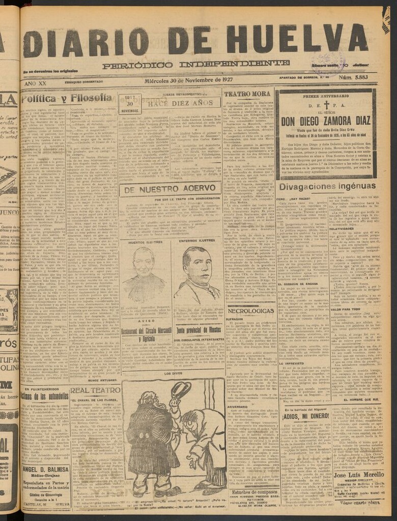 Miniatura de Diario de Huelva : periódico independiente del 30 de noviembre de 1927