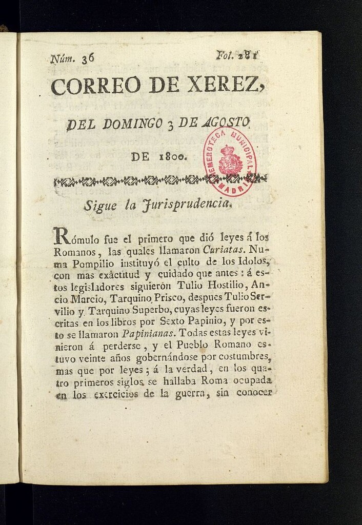 Miniatura de El Correo de Xerez del 3 de agosto de 1800, nº 36