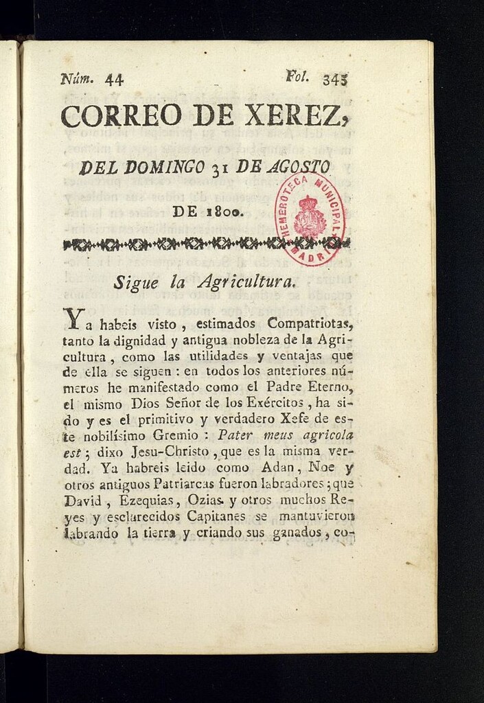 Miniatura de El Correo de Xerez del 31 de agosto de 1800, nº 44